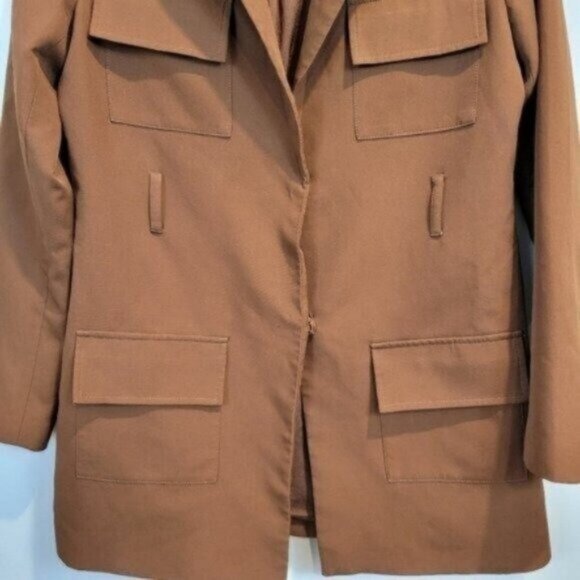 Lioness | Snap Button Front Utility Blazer Jacket Coat Brown - Picture 5 of 6